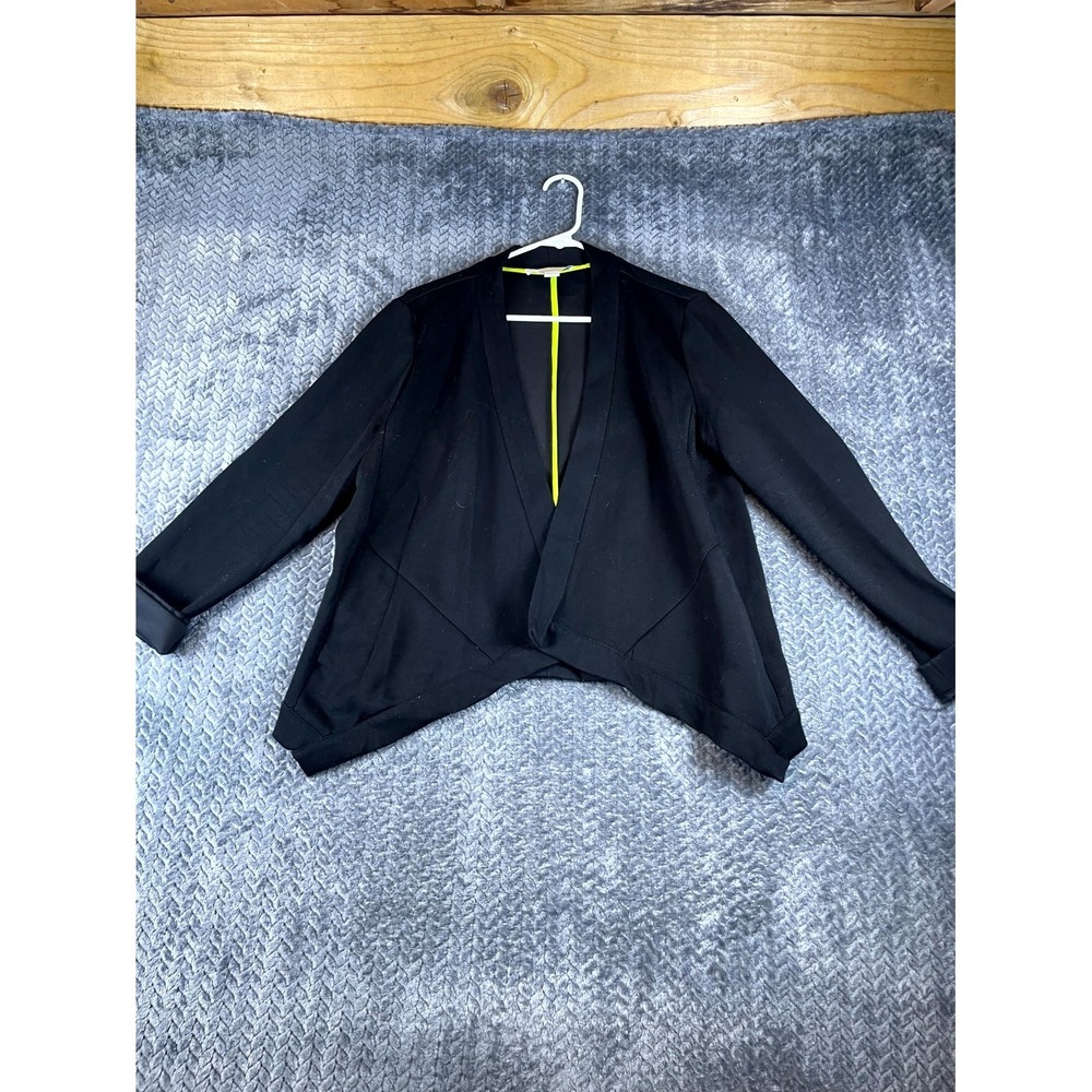 Carolina Belle Montreal Cropped Jacket Womens L Black Asymmetrical Open Front